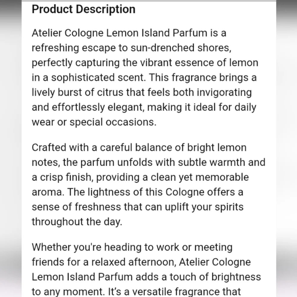 Atelier Cologne Paris Lemon Island NIB